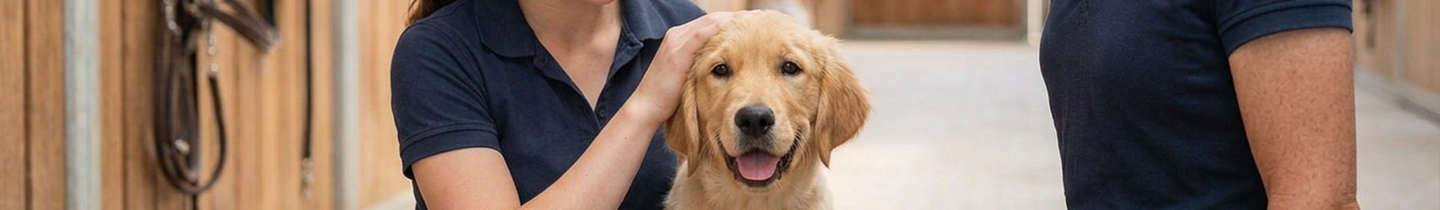 Therapeutin mit einem jungen Golden Retriever